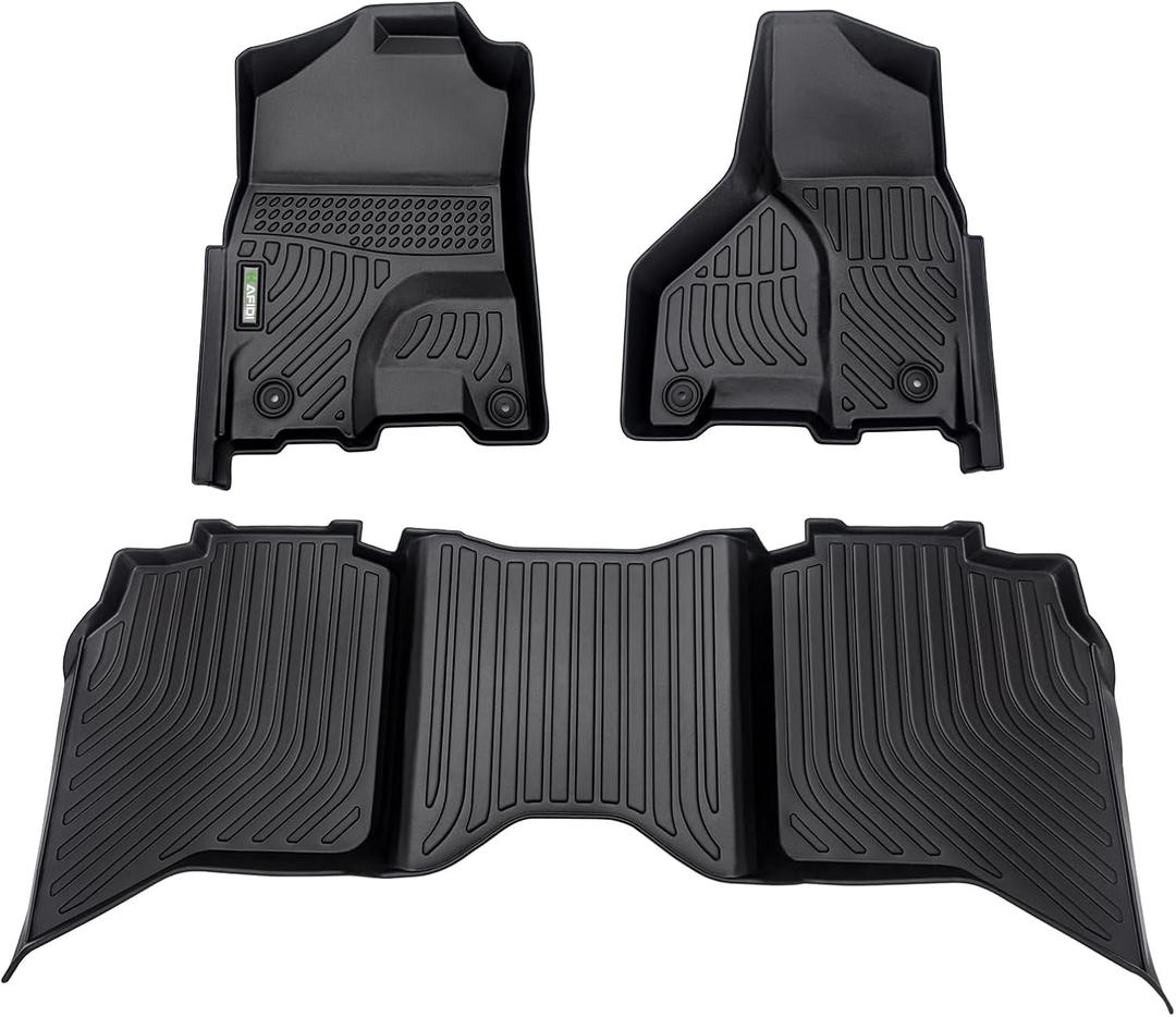 HAFIDI Floor Mats Fit for 2013-2018 Dodge Ram 1500/2500/3500 Crew Cab & 2019-2024 Dodge Ram 1500 Classic Crew Cab, All Weather Car Floor Liners, Fits 1st & 2nd Row Full Set Custom Accessories, Black