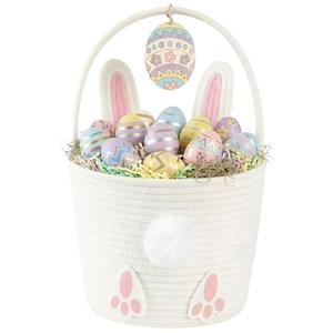 OIASKET Easter Basket for Toddler, Woven Baby Easter Gifts Basket with Handle, Empty Bunny Egg Basket for Girls Boys Kids-Pink 7.87" x 7.87"/8L