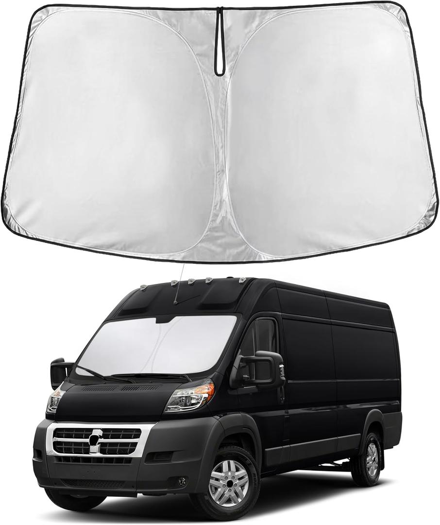 EcoNour Windshield Sunshade Compatible for Dodge RAM Promaster 2014-2024 2025 2026, Sun Visor for Front Windshield & Window Sun Shade Cover, UV Heat Blocker & Protector, Car Accessories