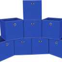 Foldable Storage Cubes Bins ,11 Inch Cloth Storage Cube Fabric Storage Box Cubes Organizer Baskets with Dual Handles for Home Organizer Set of 8 (Dark Blue)