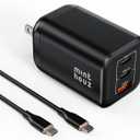 Minthouz 100W GaN Charger, 3-Port PD3.0 Fast Charging Station with Type-C & USB-A, Foldable Charger Block with 3.94FT Cable for MacBook Pro/Air, iPhone 17 16 15, Galaxy S24/S23, Pixel 8 and More