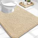 OLANLY Toilet Rugs U-Shaped 24x20, Extra Soft Absorbent Chenille Contour Bathroom Rugs, Dry Quickly, Machine Washable, Non-Slip Bath Mat for Toilet Base, Beige