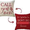 ULOVE LOVE YOURSELF Call Your Mom Throw Pillow Covers 1818" Funny Reversible Cushion Covers Have Fun Be Safe Children Dorm Room Decor Graduation Gift Fun College Pillowcases for Sofa Couch (Red)