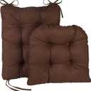 Klear Vu Omega Non-Slip Rocking Chair Cushion Set, Assembled in USA, Thick Padding & Tufted Design, Includes Seat Pad & Back Pillow with Ties, 17x17 Inches, 2-Piece Set, Honeycomb Chocolate