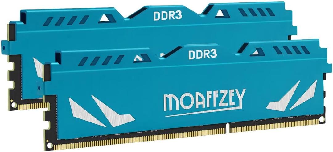 16GB(2x8GB) DDR3 RAM 1600MHz PC3-12800 CL11 Desktop Computer Memory, 240-Pin 1.5V 2Rx8 Dual Rank Non-ECC Unbuffered PC Computer RAM Stick Upgrade - Blue