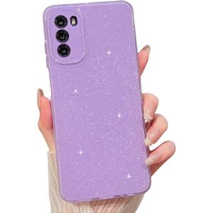 MINSCOSE for Motorola Moto G 5G 2022 Case,Cute Super Vibrant Neon Glitter Shiny Bling Sparkly Glossy Girly Case Thin Slim Shockproof Camera Protection Cover for Women Girl for Moto G 2022-Purple