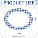50Pcs Blue and White Gingham Oval Paper Plates 10" x 12" Large Blue Gingham Checkered Plaid Plates Disposable Heavy Duty Oktoberfest Plate for Oktoberfest Holiday Picnic BBQ Birthday Party Decorations