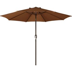 Blissun 9' Outdoor Patio Umbrella, Outdoor Table Umbrella, Yard Umbrella, Market Umbrella with 8 Sturdy Ribs, Push Button Tilt and Crank, Brown