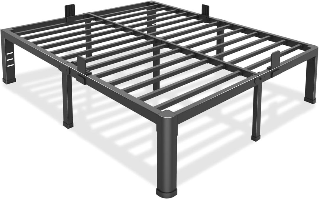 Bilily 14 Inch Queen Bed Frame Metal Platform with Round Corner Legs,3500 LBS Heavy Duty Steel Slats Support,Headboard Compatible,No Box Spring Needed,Easy Assembly,Mattress Retainer,Underbed Storage