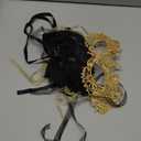 Masquerade Mask for Couples Women and Men - 3 Pack Venetian Gold and Black Lace, Mardi Gras Mask