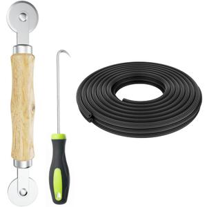 Screen Repair Kit -Screen Roller Tool with Bearing&Spline Removal Hook&Retainer Spline (25 ft) for Installing Door and Window Screens