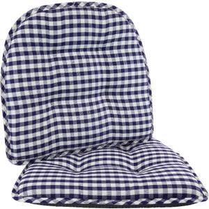 Klear Vu Omega Non-Slip Chair Cushions, Assembled in USA, U-Shaped Skid-Proof Seat Pads for Dining Room, Kitchen, Office, 15"x16" 2 Pack Gingham Navy 2 Count