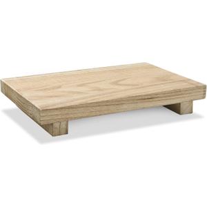 Wood Riser Tray Soap, Stand Soap Tray for Kitchen Sink, Wood Pedestal for Kitchen Counter Sink Stand Decorative Rustic Bathroom Dishes Plant Bottles Candles Display(12 x 7 Inch,Natural)