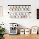 Mkono Mug Holder Wall Mounted Coffee Cup Rack Hanger Modern Metal with 20 Mug Hooks Rustic Utensil Tea Cups Storage Organizer for Kitchen Dining Room Coffee Bar, Set of 2, Black