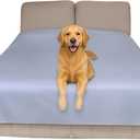 Thin Reversible Waterproof Protective Bed Cover (King Size, 100 x 96 inch), for Pets, Babies; Incontinence, Dirt, Drool (Gray)