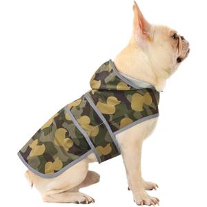 Dog Raincoat for Medium Dogs Waterproof Hooded Rain Jacket with Reflective Strips Leash Hole & Poncho Adjustable Fit (CamoDuck,M)