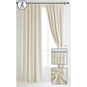 Panel Draper Decorative Easy Installation Stylish Drape Window Treatment for Bedroom Apartment Living Room, Ivory, Size 60*120 inch, 2 psc