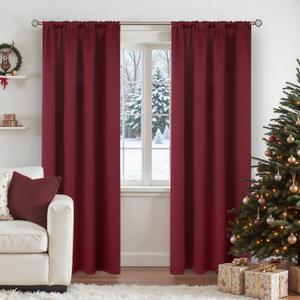 BGment Burgundy Blackout Curtains 84 Inches Long for Living Room - Thermal Insulated Drapes with Rod Pocket Room Darkening Window Treatments for Bedroom, 52 x 84 Inch, 2 Panels