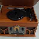 10-in-1 Record Player with Built-in Speakers Wireless Playback, CD & Cassette Player, USB Player, AM/FM Radio, 3 Speeds Turntable Vinyl Record Player Mahogany
