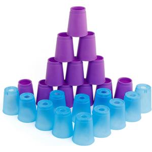 SEISSO Quick Stack Cups, 24PCS Stacking Cups Training Game for School Family Party, Kids Gifts Starter Set of Stacking Cup,Blue & Purple