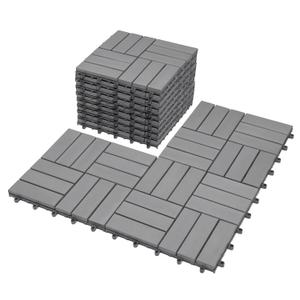 Interlocking Deck Tiles 12"x12"x0.94'' Gray Acacia Wood Patio Decor Flooring Tiles-Interlocking FSC Wood Flooring Squares Tile-Home Decor Floor Wood Tiles. Fresgard Brand Name 10pcs Pack (Dusk Grey - 12 Slat)