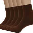 SERISIMPLE Viscose Bamboo Men's Breathable Quarter Thin Ankle High Socks - Comfort Cool Soft 5 Pairs (Large, Brown)
