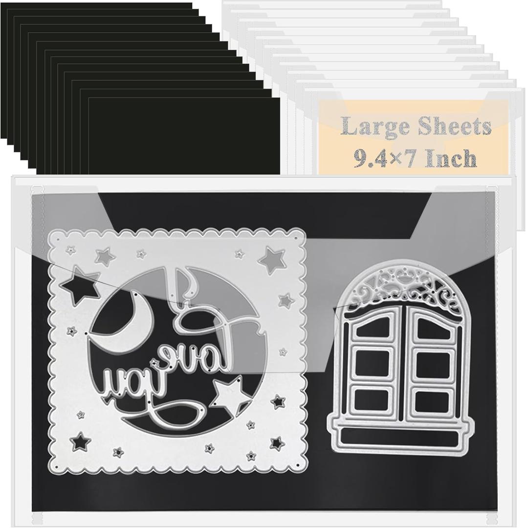 20 PCS 9.4 x 7 Inch Large Die Cut Storage Envelopes with 0.7 mm Thick Magnetic Sheets for Die Storage, Clear Die Storage Pockets and Magnet