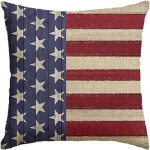 AVOIN colorlife 4th of July Patriotic Independence Throw Pillow Cover, 18 x 18 Inch Memorial Day Stripes America Flag Stars Decor Cushion Case for Sofa Couch