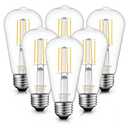 Lumiverse Edison Bulbs 60W Equivalent, Dimmable LED Light Bulbs, CRI 90+, Vintage E26 Lightbulbs, Natural White 4000K, ST19 ST58, 5.5W, Antique Clear Glass, 6 Pack