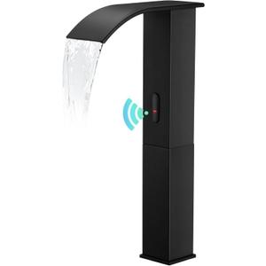 Touchless Bathroom Sink Faucets for 1 Hole, Hands-Free Automatic Motion Sensor Faucets with Tall Body,Black Waterfall Sink Faucets for Bathroom (Tall Body, Black)