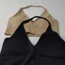 INIBUD Halter Bra for Women Longline Sports Bra Wireless Seamless Padded Backless Bralette with Adjustable Strap (Medium, Black&beige)