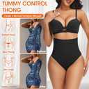 Niceuare Tummy Control Thong Shapewear for Women High Waist Body Shaper Underwear Seamless Comfortable Panty Thong (Black)