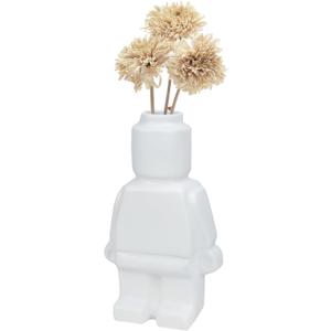 Cute Building Vase for Flower Bouquet Decoration Cool Resin Building Blocks Flower Container for Unique Living Room Table Decor (White People)