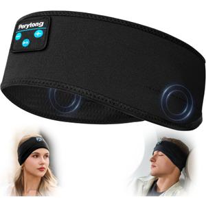 Perytong Sleep Headphones Bluetooth Headband Wireless Headphone Headband for Side Sleepers - Headphones for Sleeping - Sleeping Headband for Insomnia Nuit Travel, Gift for Women Men Mom Dad (Darkblack)