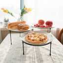 HPC DECOR Set of 3 Black Metal Wire Pizza Pan Riser Stands- Round Pizza Tray Riser Rack - Tabletop Display Racks for Food Platter Tray- Metal Display Stands for Home, Restaurant and Party