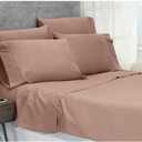 800-Thread-Count California-King Sheets and Pillowcases Set, Beige 100% Natural Long Staple Combed Cotton 4 Piece Bed Sheet for Bed, Silky Sateen Weave, Breathable Bedding Set