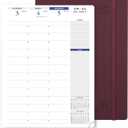 POPRUN Academic Planner 2025-2026, 8.5'' x 11.25'', Quarter-Hourly Appointment Book (July 2025-June 2026) with PU Leather Soft Cover, Dual Pockets, Monthly Tabs, 100GSM Thick Paper - Claret