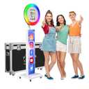 JIYANG Portable Photo Booth Compatible with Any Ipad,Photo Booth Stand Shell with ChackTok PhotoBooth VIP Member and Flight Case,Free Custom Logo,Perfect for Parties,Wedding and Events(White)