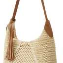 Women's Summer Straw Woven Shoulder Bag Large Casual Tote Purse Tassel Trendy Shopping Beach Handbag for Vacation