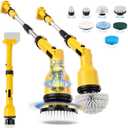 Electric Spin Scrubber, 1000RPM Cordless Power Cleaning Brush with 8 Brush Heads, Adjustable Extension Arm, for Bathroom/Tub/Tile/Floor(Bare Tool)