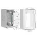 15 Amp GFCI Outdoor Electrical Outlet Box, Nonmetallic Heavy Duty Box IP66 Waterproof and NEMA 5-15 Self Test GFCI Outlet Kit, 3.15 Inch Deep, Lockable, Clear/Gray, UL Listed