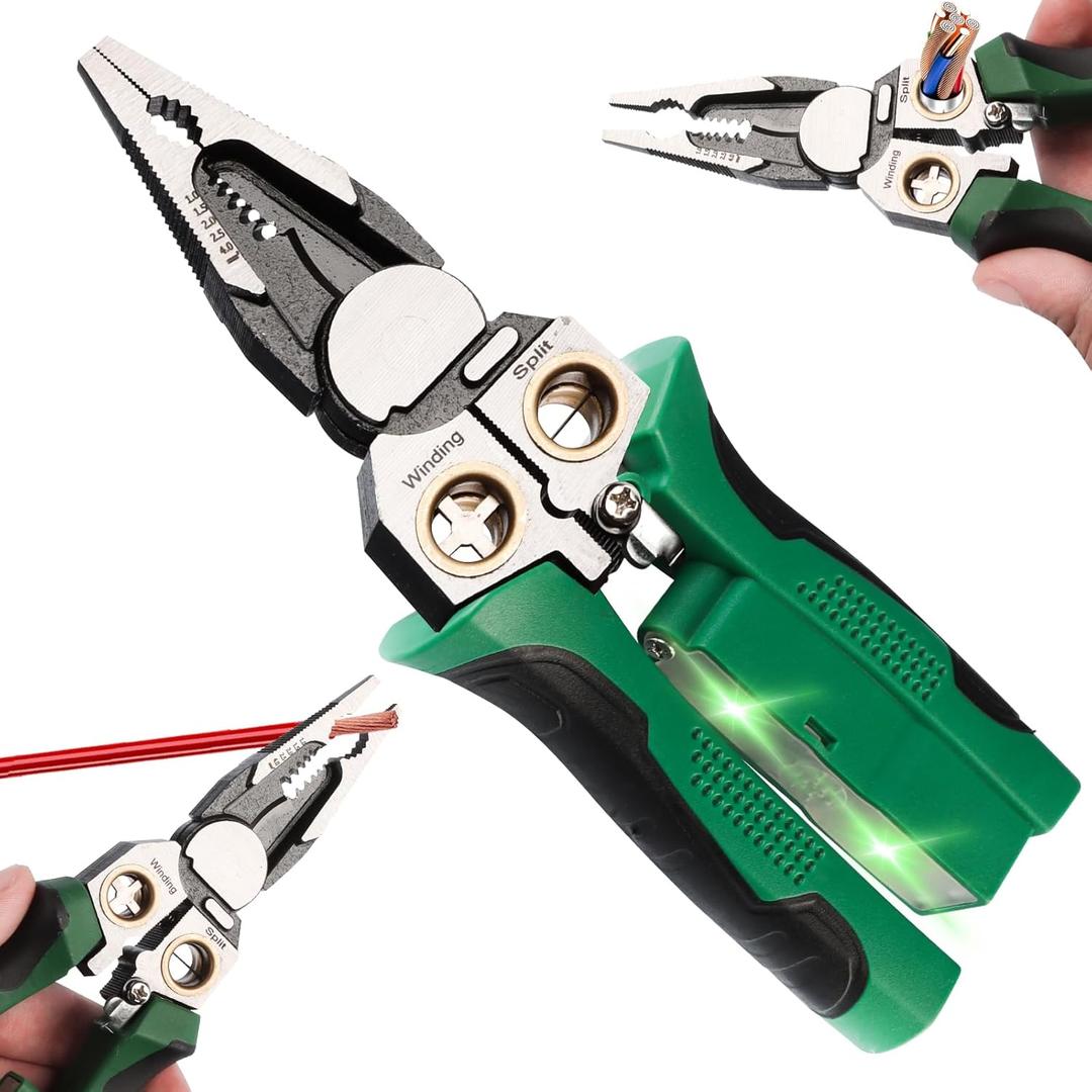 8 in 1 Wire Stripper with Voltage Tester, 2025 New Multi-function Electric Wire Stripping Tool for Cutting and Pulling Pliers, with Electricity Measurement Function, Electrician Repair Tool