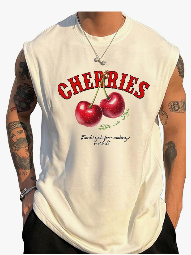 Men's Crewneck Sleeveless Tank Tops Casual Graphic Vest Top Vintage Summer Tee Shirts Streetwear size L