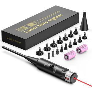 EZshoot Bore Sight Kit Bright Green or Red Dot BoreSighter with Big Button Switch for .17 to 12GA Caliber