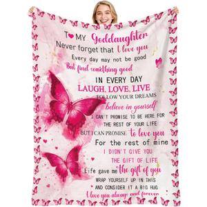 Goddaughter Gifts from Godmother Godfather, God Daughter Soft Flannel Blanket, Baptism Gifts for Girl, First 1st Communion Birthday Gift for Girls Goddaughter Soft Throw Blankets 50" X 60"