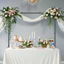 VEVOR Over The Table Rod Stand with Clamps, 13"-42" Tall & 28"-98" Length Adjustable, Metal Table Arch Stand, Tabletop Balloon Arch Frame for Wedding Birthday Party Christmas Decorations, Black