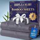 DECOLURE 100% Viscose Derived from Bamboo Sheets Queen Size - Luxury 4 Pc Naturally Cooling Sheets, Ultra Soft Bed Set - Deep 17" Pockets, Durable Double Stitching, Oeko Tex Standard (Grey)
