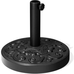 Crestlive Products Patio Umbrella Base, Heavy Duty Table Umbrella Base, Round Cement Market Umbrella Stand for Outdoor, Deck, Lawn, Garden, Flower Decorative Pattern (30 Pounds)