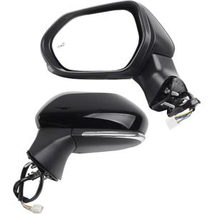 Dasbecan Left Driver Side Door Mirror Compatible with 2018-2024 Toyota Camry with Power Glass, Heated, Turn Signal, Blind Spot Detection, Manual Folding Replaces# TO1320368 87940-06840 Black 7PINS