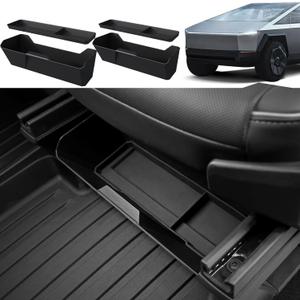 Front Under Seat Storage Box Compatible with Tesla Cybertruck 2026 2025 2024, Under Seat Organizer with Silicone Pad for Cybertruck Accessories